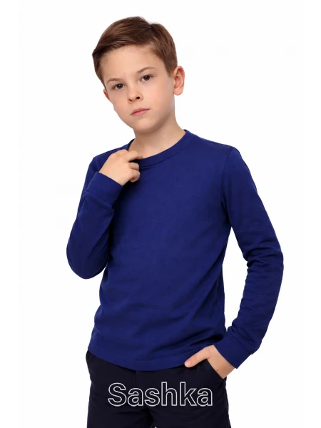 Лонгслів  для хлопчика Sashka трикотажний темно-синій, розмір 104-176